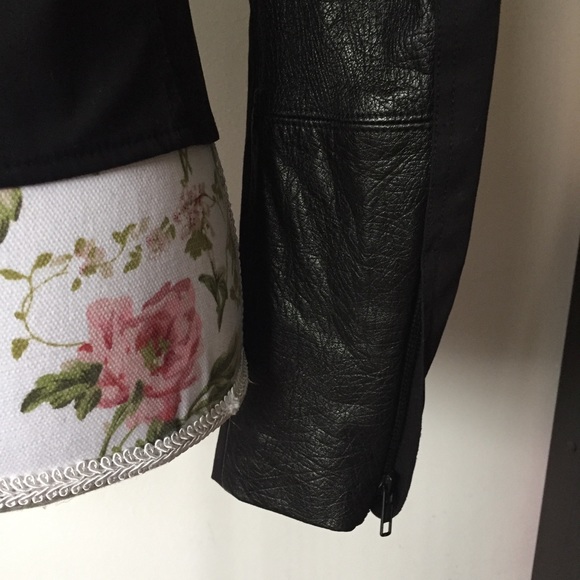 NWOT Theory Leather Trim Cotton Black Fitted Coat - Picture 6 of 8